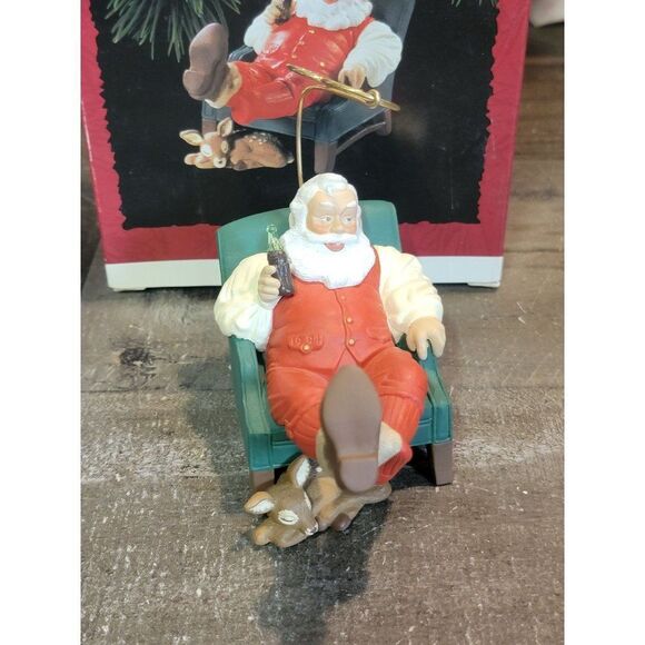 1994 Hallmark Coca Cola relaxing moment ornament Xmas Decor Santa deer - Picture 3 of 5